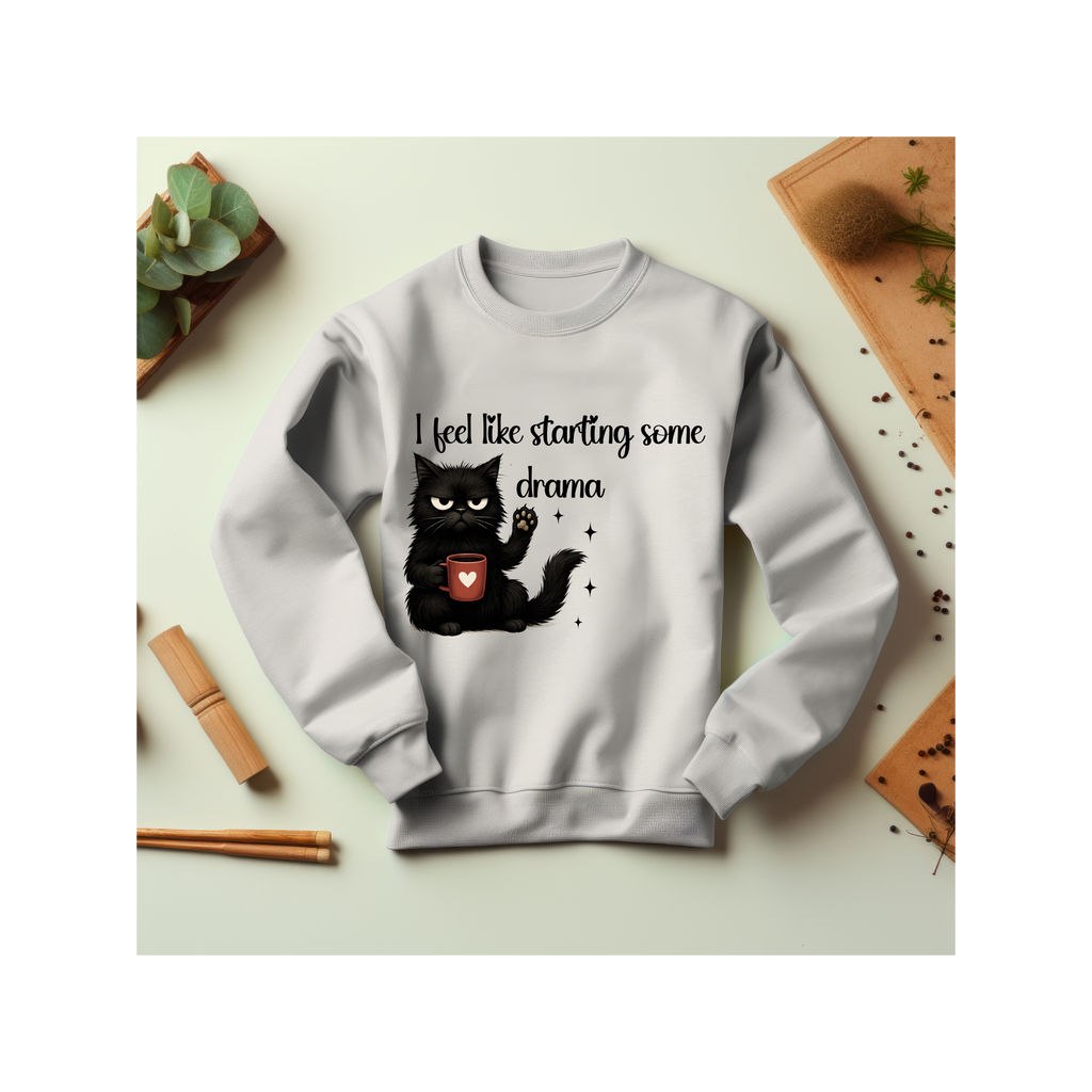 Drama Queen Cat Sweatshirt, Funny Cat Crewneck, Gift for Cat Lovers, Casual Cozy Fashion, Perfect for Fall and Winter