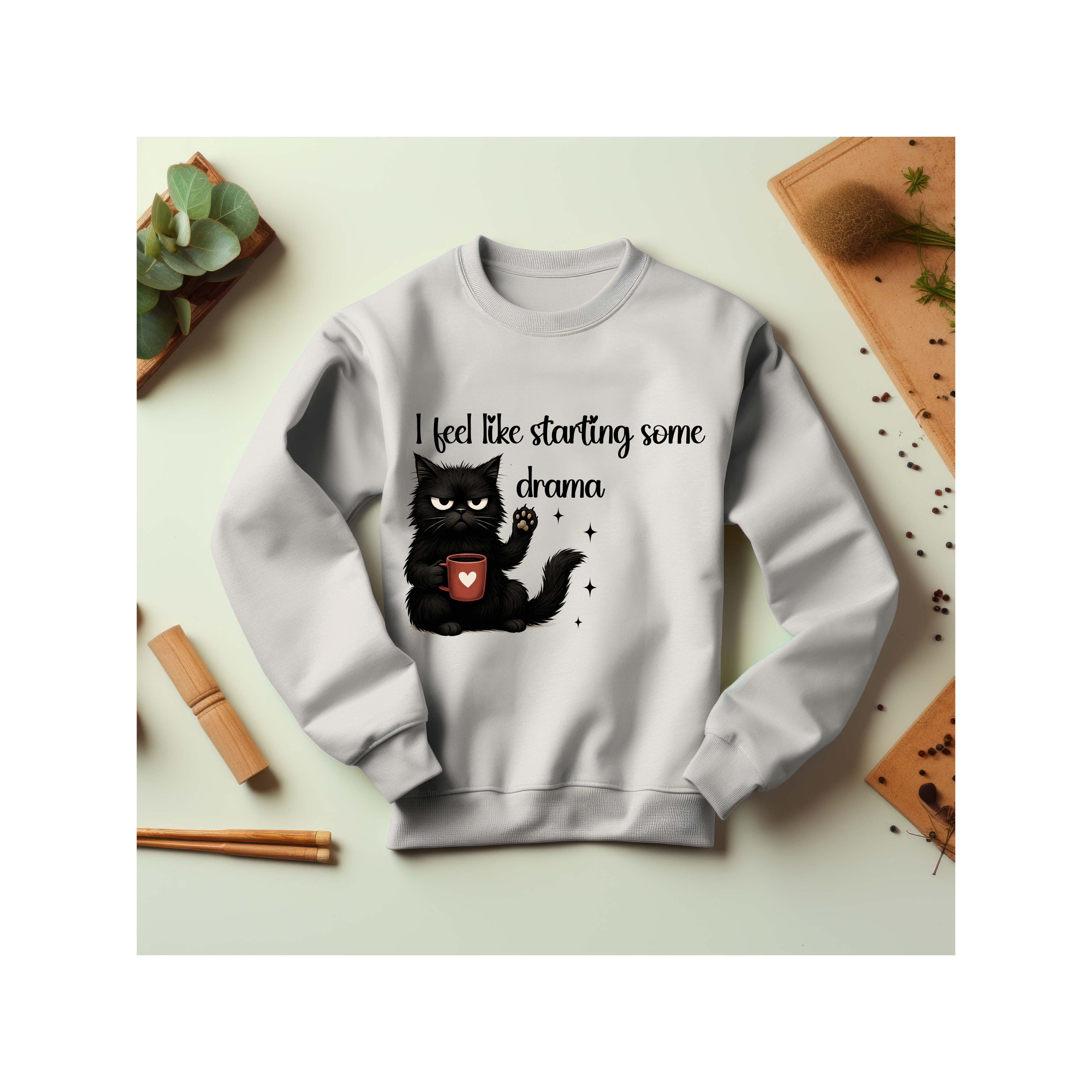 Drama Queen Cat Sweatshirt, Funny Cat Crewneck, Gift for Cat Lovers, Casual Cozy Fashion, Perfect for Fall and Winter