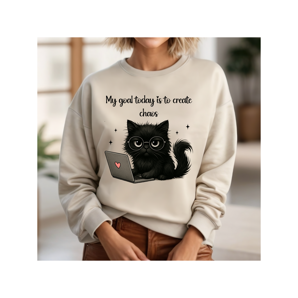 Unisex Sweatshirt - Goals vibes, Gift for Cat Lovers,, Unique Sweatshirt, Cute Sweatshirt, Birthday gift, Casual wear