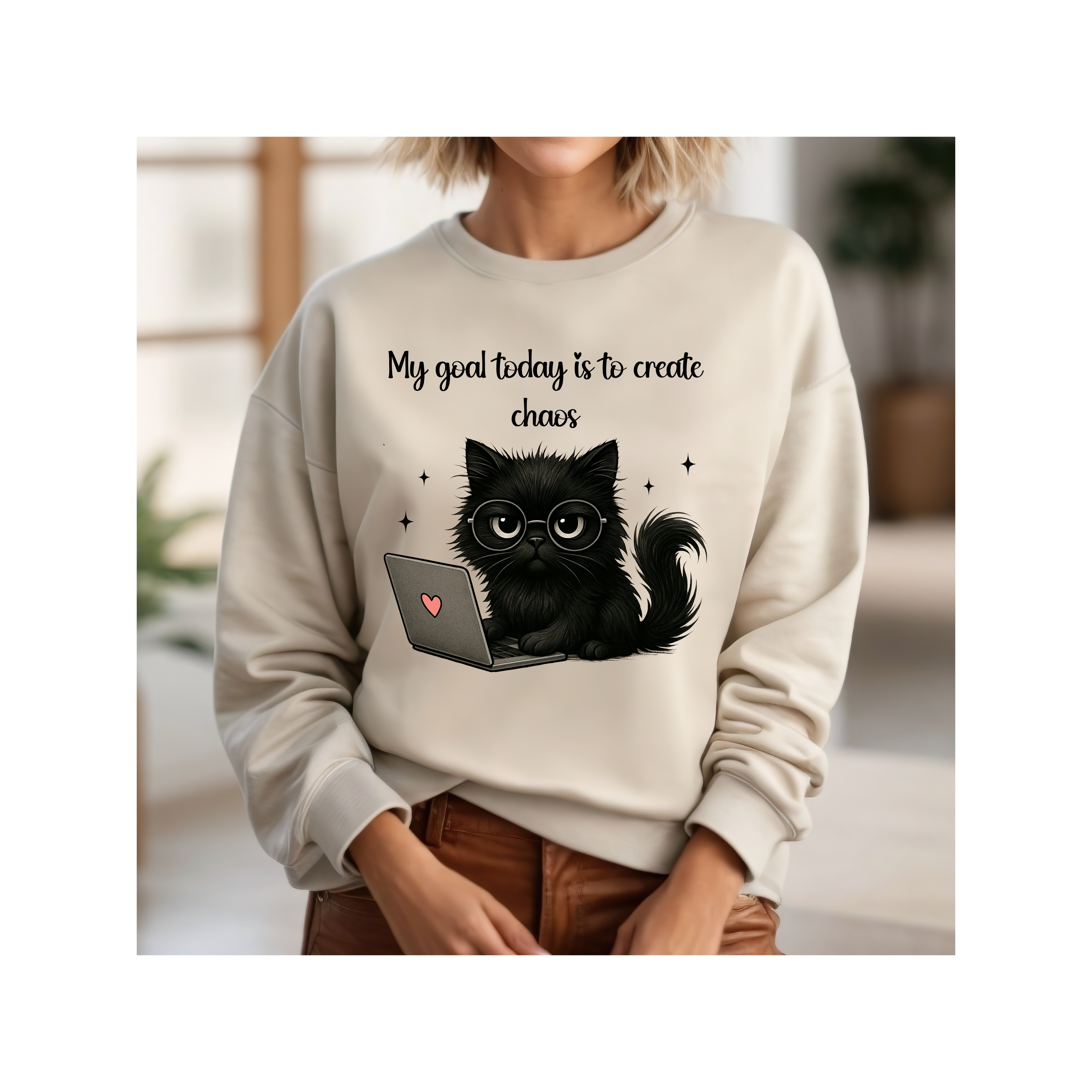 Unisex Sweatshirt - Goals vibes, Gift for Cat Lovers,, Unique Sweatshirt, Cute Sweatshirt, Birthday gift, Casual wear