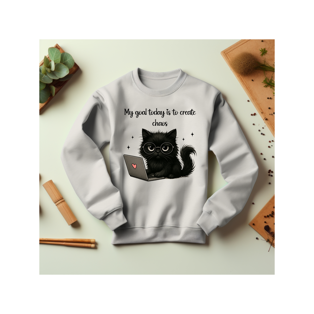 Unisex Sweatshirt - Goals vibes, Gift for Cat Lovers,, Unique Sweatshirt, Cute Sweatshirt, Birthday gift, Casual wear