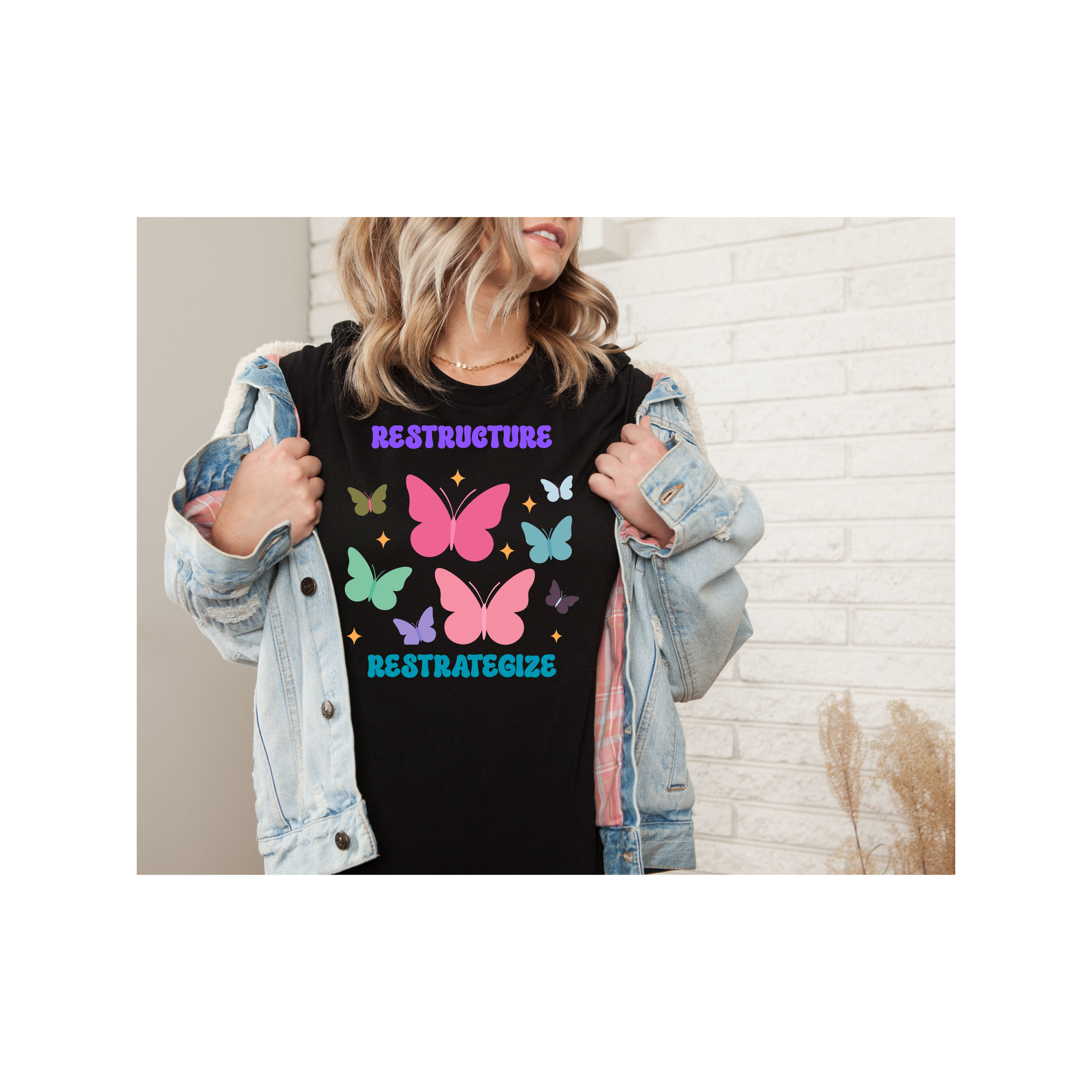 Restrategize Restructure Unisex T-Shirt - Modern Design, Gift for Students, Gift for business colleagues, Inspirational Gift, Motivational Gift